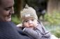 Preview: Babymütze aus Wolle Seide senfgelb-grau gestreift von Pickapooh